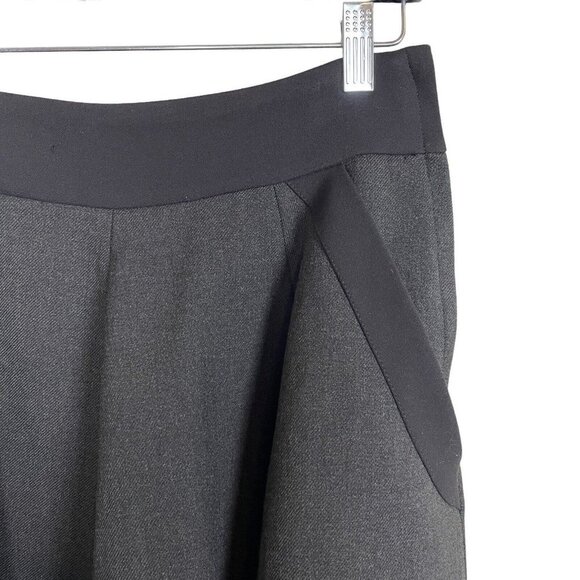 H&M Gray Black Trim Full A-Line Midi Substantial Skirt Pockets Size 8 - Picture 2 of 6